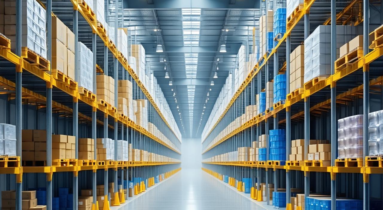 Modern logistics warehouse in New York with advanced racking systems