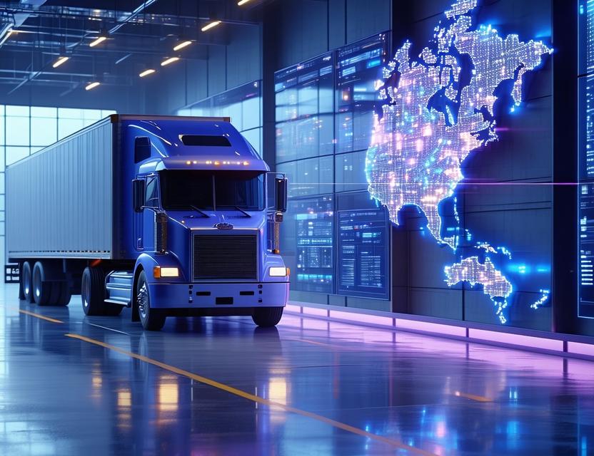 Modern logistics operations center with fleet overview